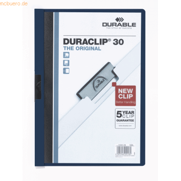 25 x Durable Klemmmappe Duraclip Original 30 bis 30 Blatt A4 nachtblau 25 x Durable Klemmmappe Duraclip Original 30 bis 30 Blatt A4 nachtblau von Durable