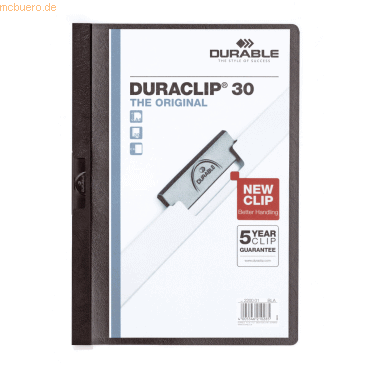 Durable Klemmmappe Duraclip Original 30 für 30 Blatt A4 schwarz von Durable