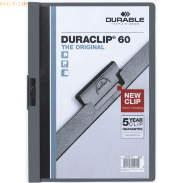 25 x Durable Klemmmappe Duraclip Original 60 bis 60 Blatt A4 anthrazit 25 x Durable Klemmmappe Duraclip Original 60 bis 60 Blatt A4 anthrazit von Durable