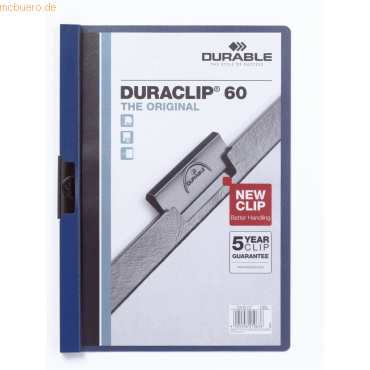 Durable Klemmmappe Duraclip Original 60 bis 60 Blatt A4 dunkelblau Durable Klemmmappe Duraclip Original 60 bis 60 Blatt A4 dunkelblau von Durable