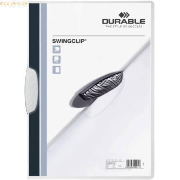 Durable Klemmmappe Swingclip A4 PP bis 30 Blatt weiß von Durable