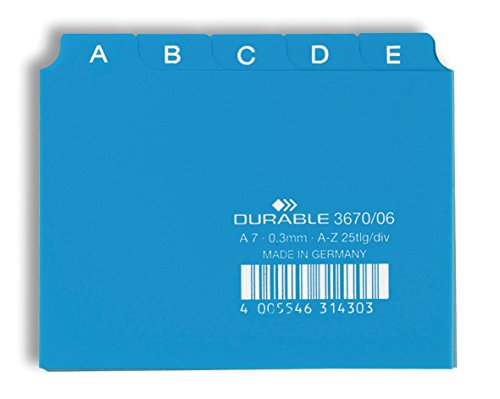 Durable Leitregister A - Z, A7 quer, 1 Stück, Blau, 367006 von Durable