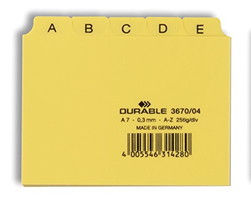 Durable Leitregister A - Z, A7 quer, 1 Stück, gelb, 367004 von Durable