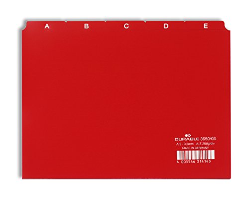 Durable Leitregister A - Z (A5 quer) 1 Stück, rot, 365003 von Durable