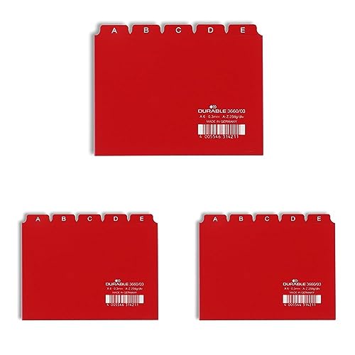 Durable Leitregister A - Z (A6 quer) 1 Stück, rot, 366003 (Packung mit 3) von Durable