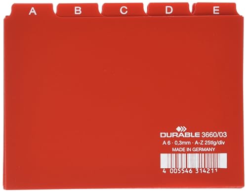 Durable Leitregister A - Z (A6 quer) 1 Stück, rot, 366003 von Durable