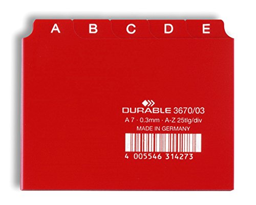 Durable Leitregister A - Z (A7 quer) 1 Stück rot, 367003 von Durable