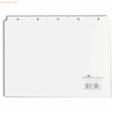 Durable Leitregister A-Z A5quer PP 25-teilig weiß von Durable