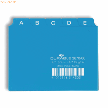 Durable Leitregister A-Z A7quer PP 25-teilig blau von Durable