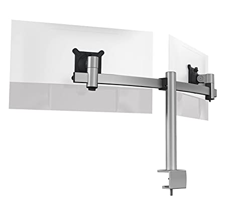 Durable Monitor Halterung 2 Monitore mit Tischklemme, für VESA Bildschirme 21-27", 360° drehbar, neigbar, höhenverstellbar, silber, 508523 von Durable