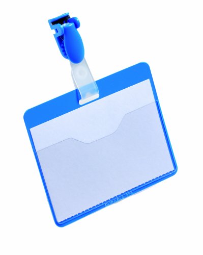 Durable Namensschild (mit Clip, 60 x 90 mm, Kunststoff) Packung à 25 Stück, blau, 810606 von Durable
