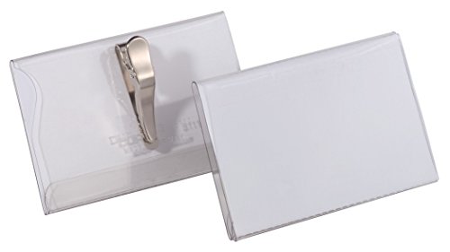 Durable Namensschild (mit Krokoklemme, 54 x 90 mm) Packung à 25 Stück, transparent, 811119 von Durable