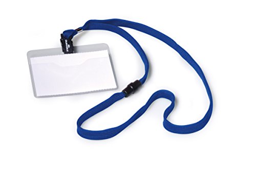Durable Namensschild (mit Textilband 10, 60 x 90 mm, Bandlänge 44 cm) Packung à 10 Stück, blau, 813907 von Durable