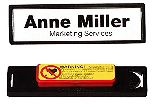 Durable Namensschild Clip-Card (mit Magnet, 17 x 67 mm) Packung à 25 Stück, schwarz, 813201 von Durable