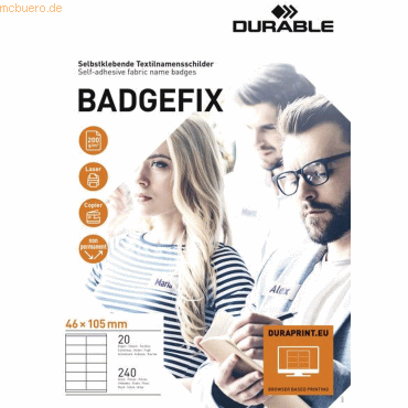 Durable Namensschilder Badgefix 46x105mm selbstklebend Acetatseide VE= von Durable