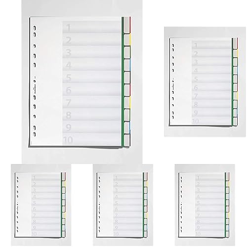 Durable Ordnerregister, aus Hartfolie, Tabe blanko, für A4, 10 Blatt, grün, 622105 (Packung mit 5) von Durable