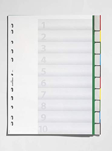 Durable Ordnerregister, aus Hartfolie, Tabe blanko, für A4, 10 Blatt, grün, 622105 von Durable