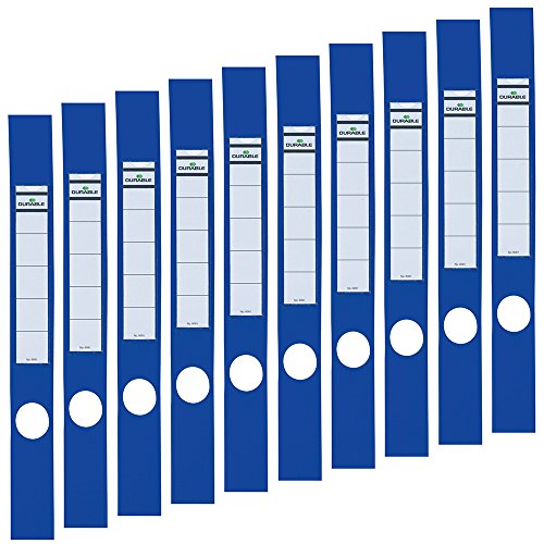 Durable Ordofix Ordnerrückenschilder (selbstklebend, mit Loch, dünne Ordner) Beutel à 10 Stück, blau, 809106 von Durable