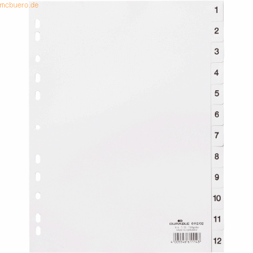 Durable Register A4 1-12 PP weiß Durable Register A4 1-12 PP weiß von Durable