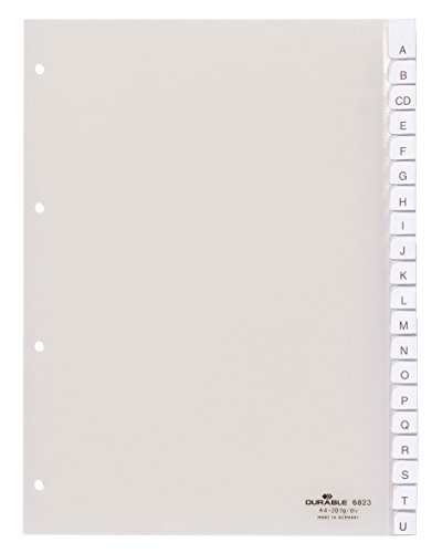 Durable Register A4 mit umschweißten Taben, 20tlg., 1 Stück, transparent, 682319 von Durable