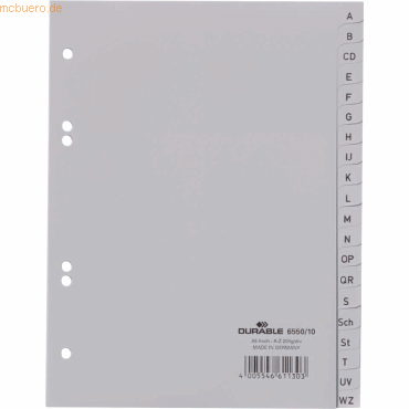 Durable Register A5 A-Z PP grau von Durable