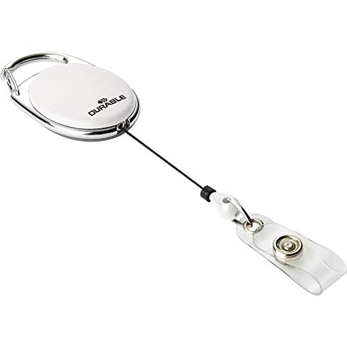 Durable Schlaufenclip Jojo Style (mit Metallclip und Druckknopfschlaufe) 10 Stück weiß, 832402 von Durable