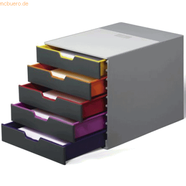 Durable Schubladenbox Varicolor 5 5 Fächer grau/farbiger Verlauf von Durable