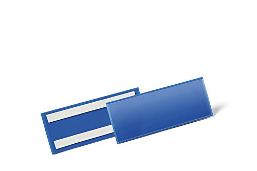 Durable Selbstklebende Etikettentasche, für Etiketten 1/2 A5 quer (210 x 74 mm), Packung à 50 Stück, dunkelblau, 179407 von Durable
