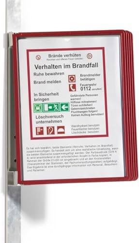 Durable Sichttafelwandhalter (Vario Magnet Wall 5, mit 5 Sichttafeln A4) rot, 591403 von Durable
