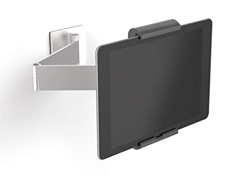 Durable Tablet Wandhalterung (mit Schwenkarm für Tablets 7-13 Zoll, 360° drehbar mit Diebstahlsicherung) silber/anthrazit, 893423 von Durable