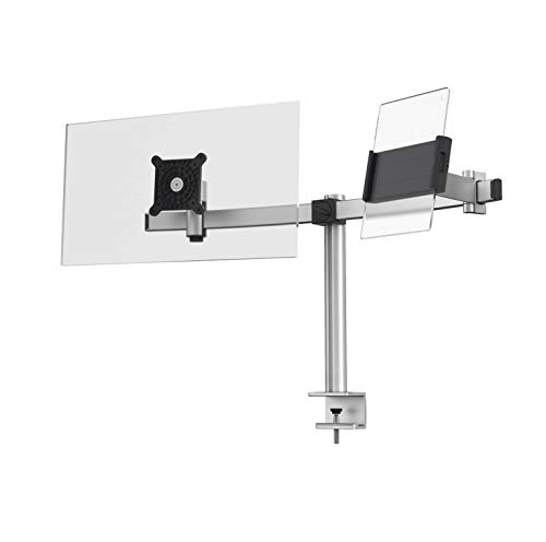 Durable Tischhalter für 1 Monitor 21-27" und 1 Tablet 7-13", mit Tischklemme, 360° drehbar, neigbar, höhenverstellbar, silber, 508723 von Durable