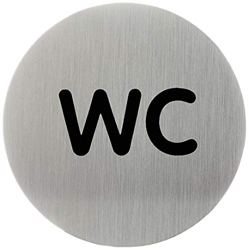 Durable Türschild Picto rund (WC, 83 mm) metallic silber, 490723 von Durable