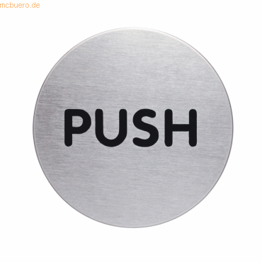 Durable Türschild Picto rund 'Push' 65mm metallic silber von Durable