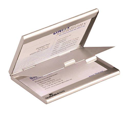 Durable Visitenkartenspender (Business Card Box Duo, mit Trennfach) 1 Stück, silber, 243323 von Durable
