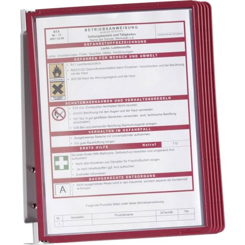 Durable Wand-Sichttafelsystem (Vario Wall 5, mit 5 Sichttafeln A4) rot, 555103 von Durable