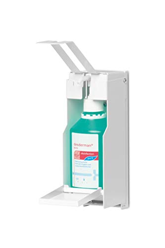 Durable Wandspender für Desinfektionsmittel oder Seife, mit langem Armhebel, flexible Anpassung an Flaschengrößen bis 500 ml, weiß, 589302 von Durable