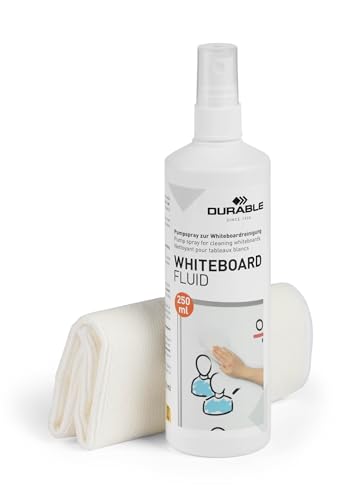 Durable Whiteboard Reinigungsset mit 250 ml Pumpspray und 1 Mikrofasertuch 25 x 25 cm, 583300 von Durable
