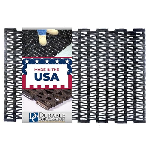 Stabiler Corporation 108 recylcled tire-link Ermüdungsmatte, für feuchte Bereiche, Herringbone Weave, schwarz, schwarz, 36" x 48" von Durable