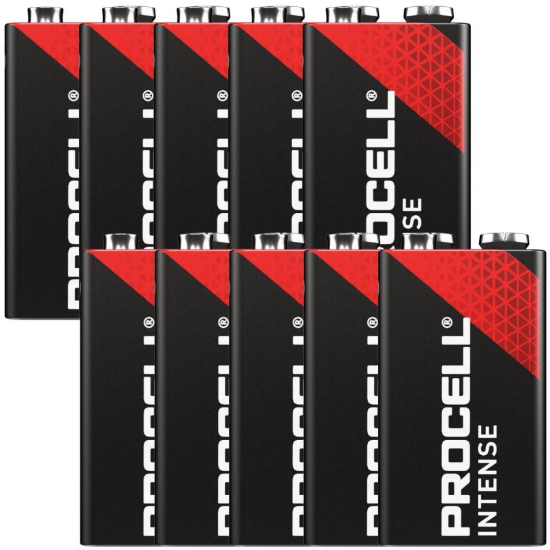 10 Stück Duracell Procell Intense 9V, 6LR61 im Karton, für energieintensive Geräte von Duracell