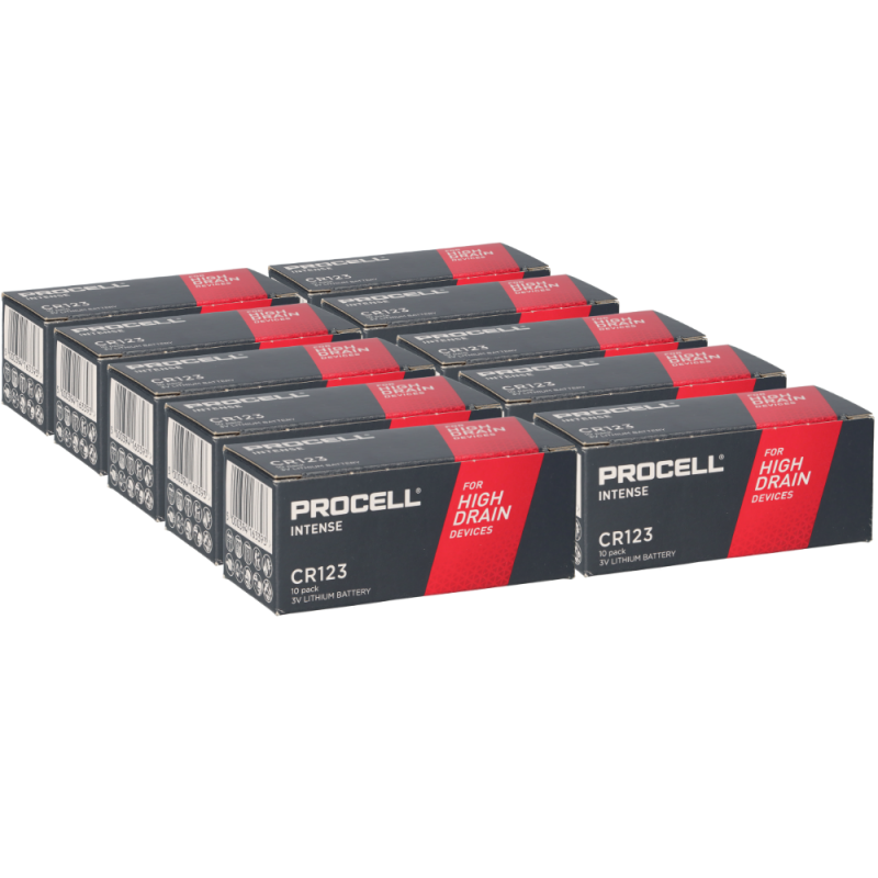 100x Procell Intense CR123A Lithiumbatterie 3V 1600mAh von Duracell