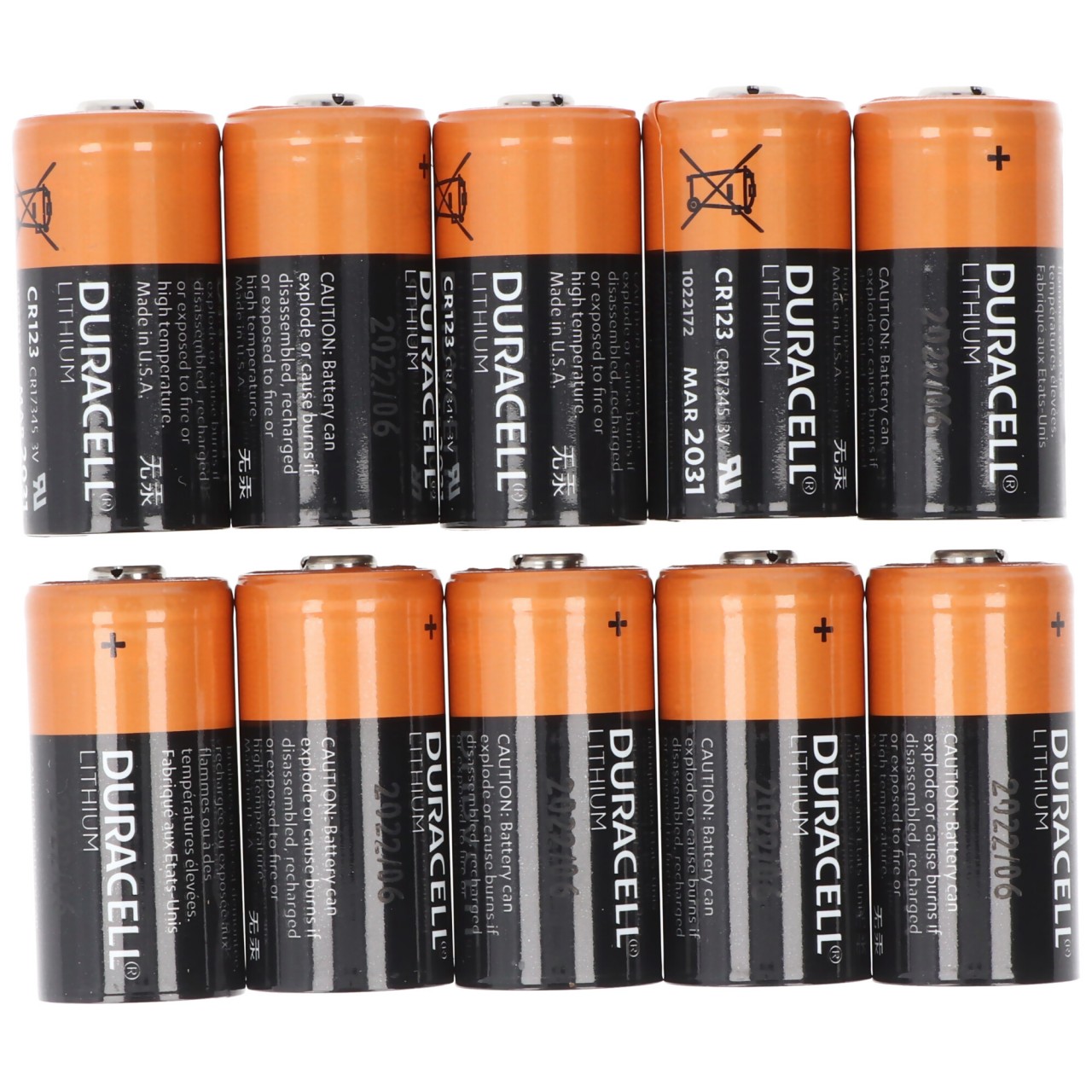 10x Duracell CR123A Lithium Batterie, 3V, Photobatterie CR123 A, im praktischen 10er Streifen von Duracell