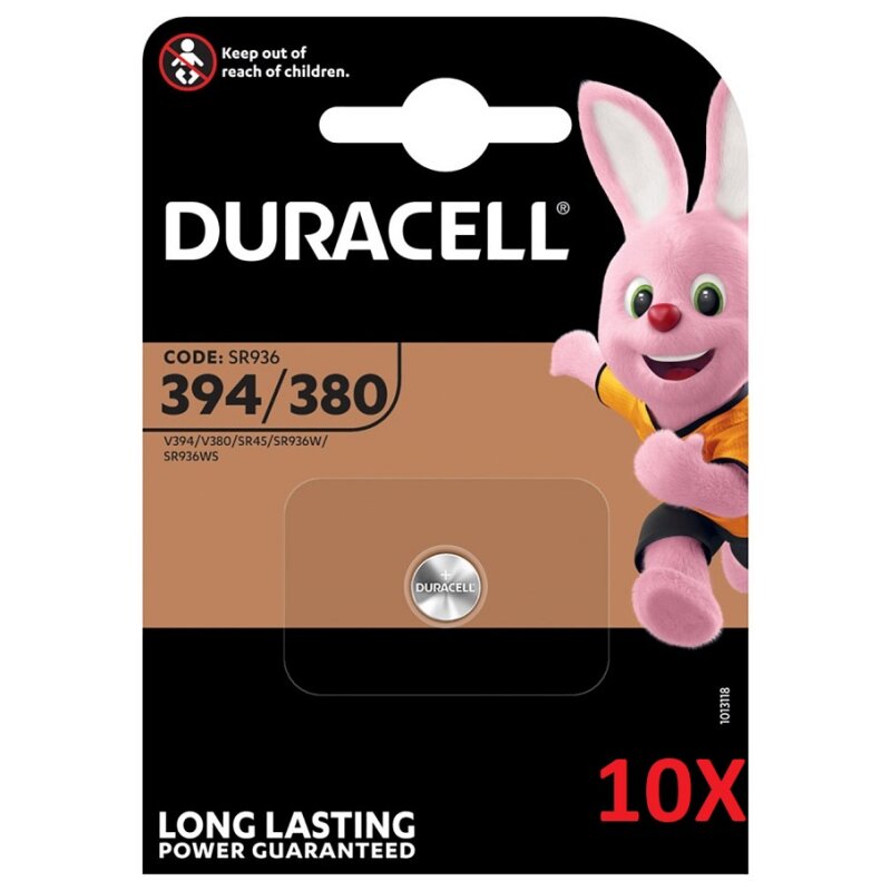 10x Duracell Uhrenbatterie D394 1,55V 84mAh AgO 1er Blister von Duracell