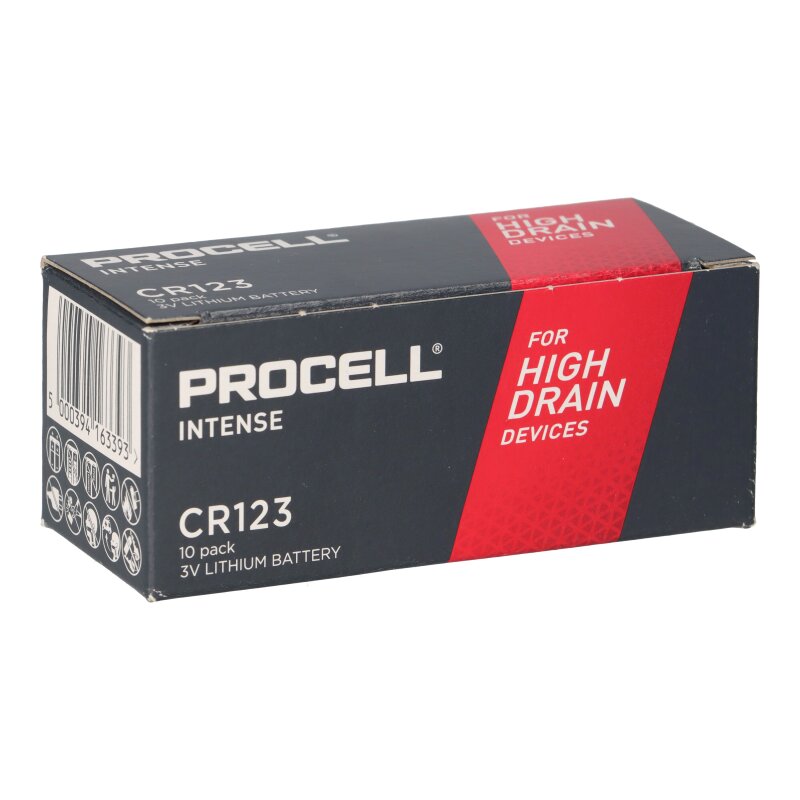 10x Procell Intense CR123A Lithiumbatterie 3V 1600mAh von Duracell