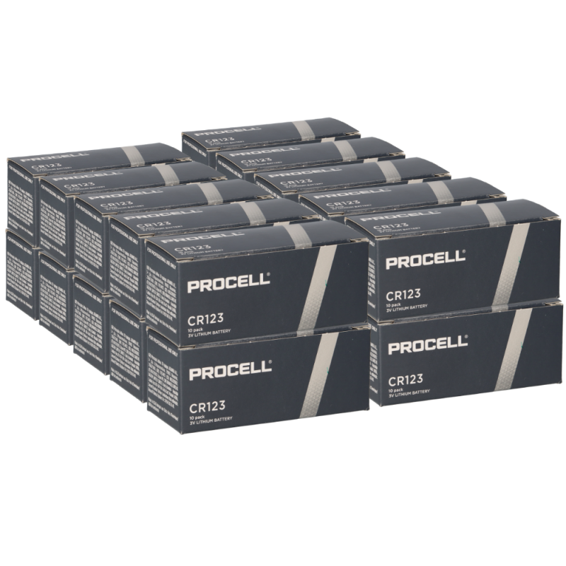 200x Procell CR123A Lithium 3V 1550mAh im 10er Karton von Duracell