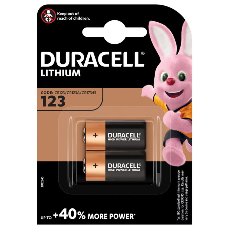 2x Duracell Photobatterie CR123A Ultra Lithium 3V 1400mAh von Duracell