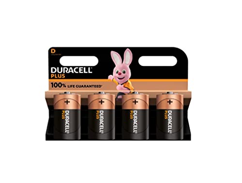 4 x Duracell D Plus (1 Blister mit 4 Batterien) 4 Batterien (LR20/MN1300 Taschenlampe/Mono) von Duracell