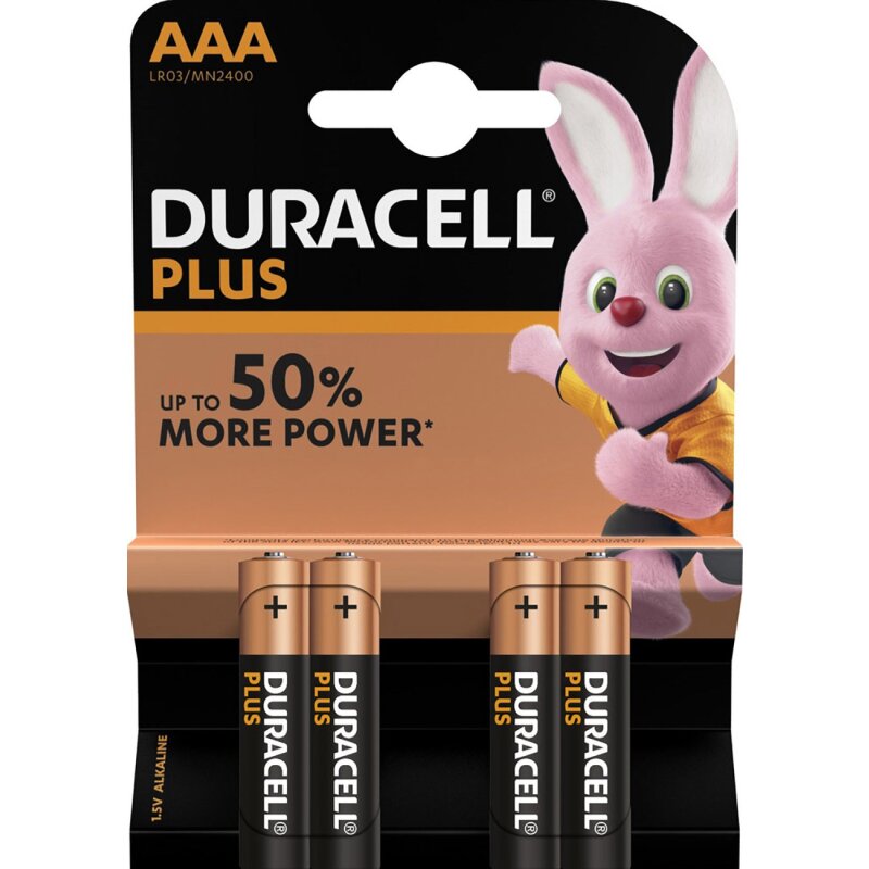 4x Duracell MN2400 Plus Power Micro AAA Batterie 1,5V von Duracell
