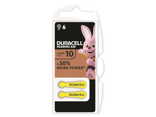 6x Duracell TYP 10/DA10N6/ Hörgerät-Knopfzelle/1,4V/Zink-Luft von Duracell