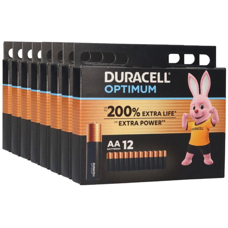 96x Duracell MN1500 AA Mignon Batterie Optimum (8x 12er Blister) von Duracell