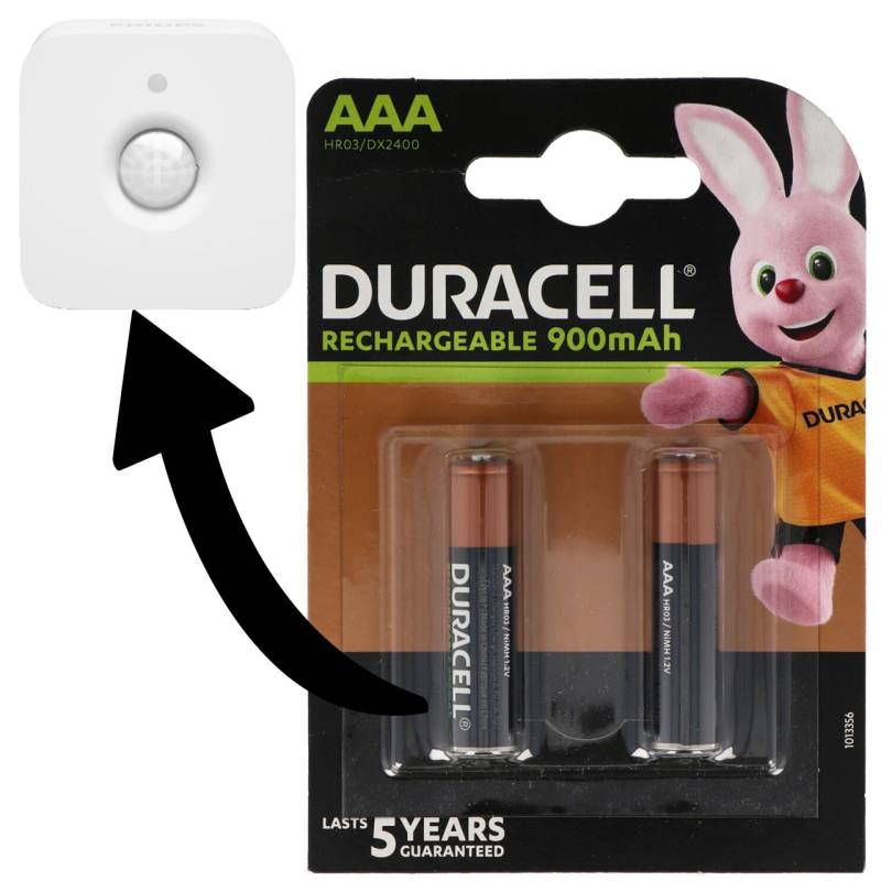 Akku passend für Philips HUE Motion Indoor Sensor 2x Duracell 850mAh Micro AAA von Duracell